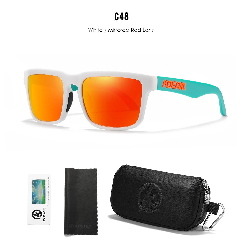 Gafas de Sol Polarizadas KDEAM Unisex | Diseño Cuadrado Casual con Estuche Rígido
