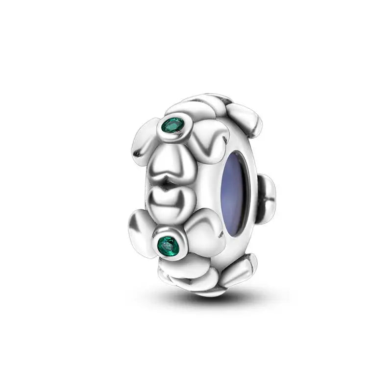 Charm separador redondo plata 925 con circonitas de colores – Compatible Pandora, joyería DIY elegante