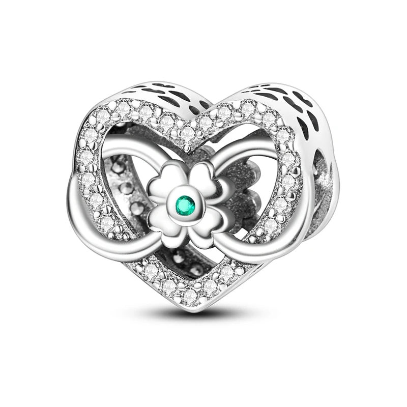 Charm de Plata S925 Mariquita de Siete Puntos y Trébol de la Suerte – Abalorio Colorido y Brillante para Pulseras Originales