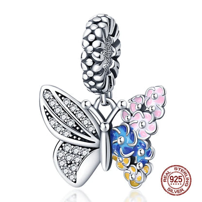 Charm Mariposa de Plata 925 | Dije para Pulsera o Collar 3mm Mujer Joyería Fina