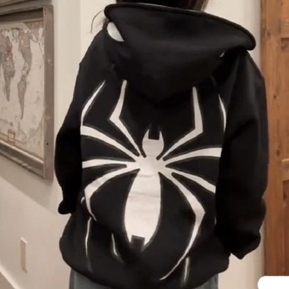 Sudadera Spider Hoodie Unisex con Cierre Completo – Chaqueta Oversize Streetwear Harajuku Punk Gótica Y2K