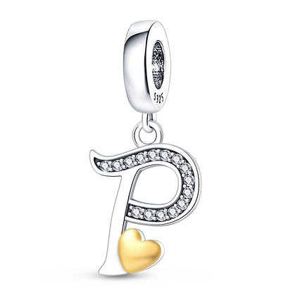 Charm letras alfabeto inglés de plata 925 – Colgante inicial A-Z para pulsera tipo Pandora, joyería DIY personalizada