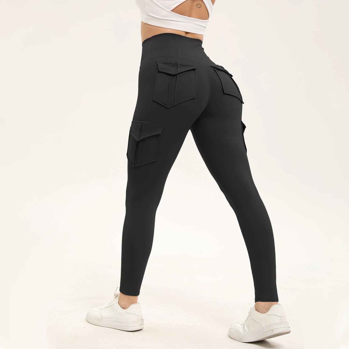 Leggings Deportivos Mujer con Bolsillos | Pantalón Fitness de Cintura Alta Ajustado y Elástico