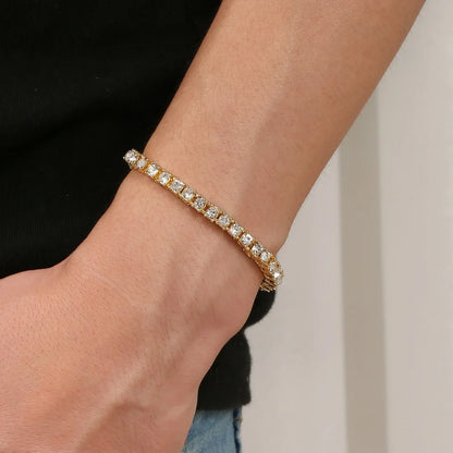 Pulsera Tenis Hip Hop con Circonia – Joyería Unisex de Lujo para Hombre y Mujer, Estilo Brillante 3mm