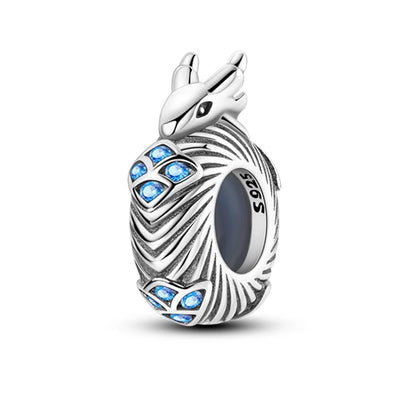 Charm de Plata 925 con Mariposa y Dragón – Abalorio Colorido con Zirconia Arcoíris para Pulseras DIY