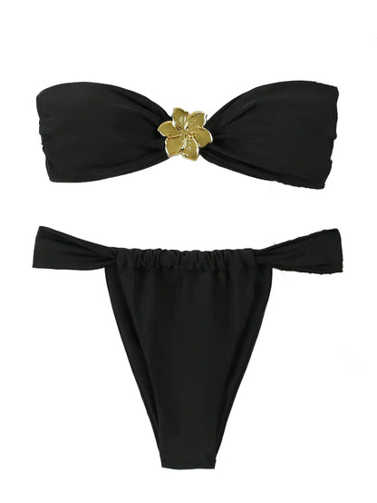 Bikini Sexy 2025 Mujer Push Up | Top Bandeau + Tanga Brasileño Traje de Baño