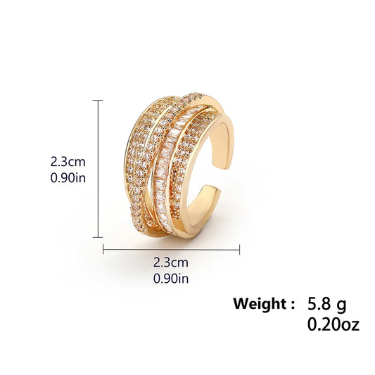 Anillo Estrella Multicapa con Circonia – Joyería de Cobre Chapada en Oro 18K para Mujer, Regalo Elegante