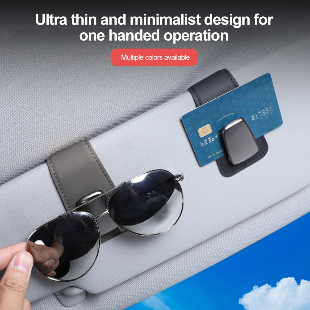 Clip Multifuncional para Gafas de Sol | Porta Lentes y Tarjetas de Coche en Cuero para Visera