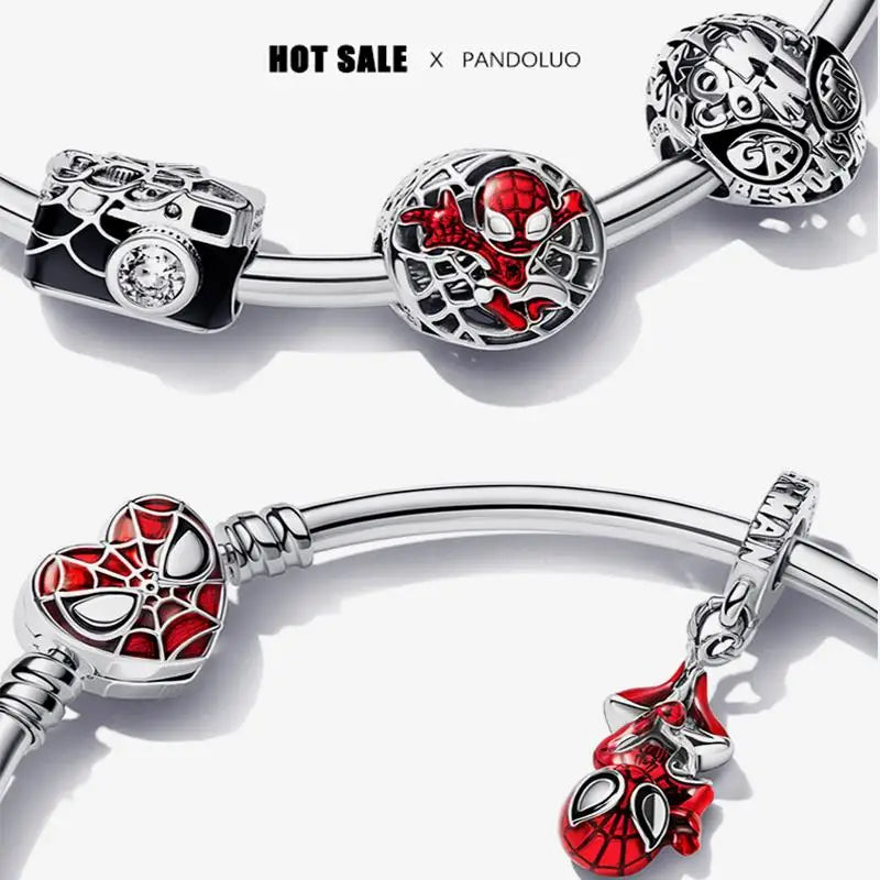 Charm Marvel Iron Man y Spiderman en Plata 925 – Abalorios Disney para Pulsera Original Mujer