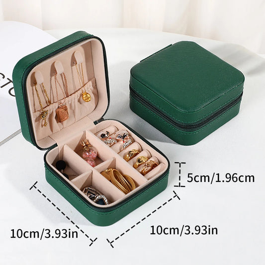 Estuche de Viaje para Joyería | Caja Organizadora de PU Leather | Mini Joyero Portátil para Anillos, Pendientes, Pulseras y Collares