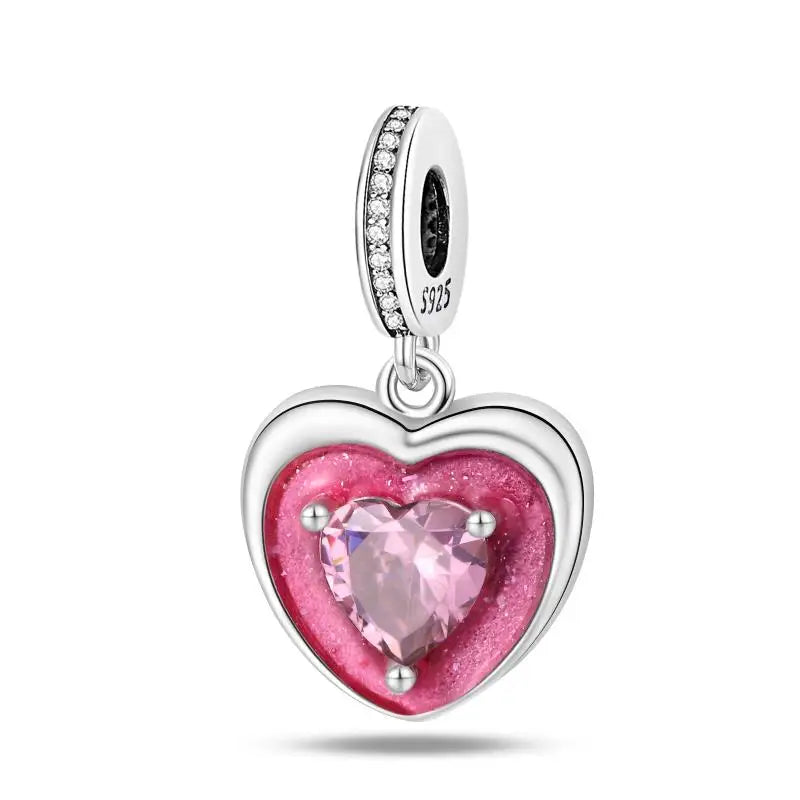 Charm Espejo Mágico Princesa Ángel Rosa en Plata 925 – Beads Compatibles Pandora Mujer Joyería DIY