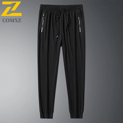 Pantalones Casual de Seda Ice para Hombre 2025 – Transpirables, Sueltos, Joggers Elásticos, Talla Grande, Secado Rápido, Tobillo Cónico, Largo 9/4