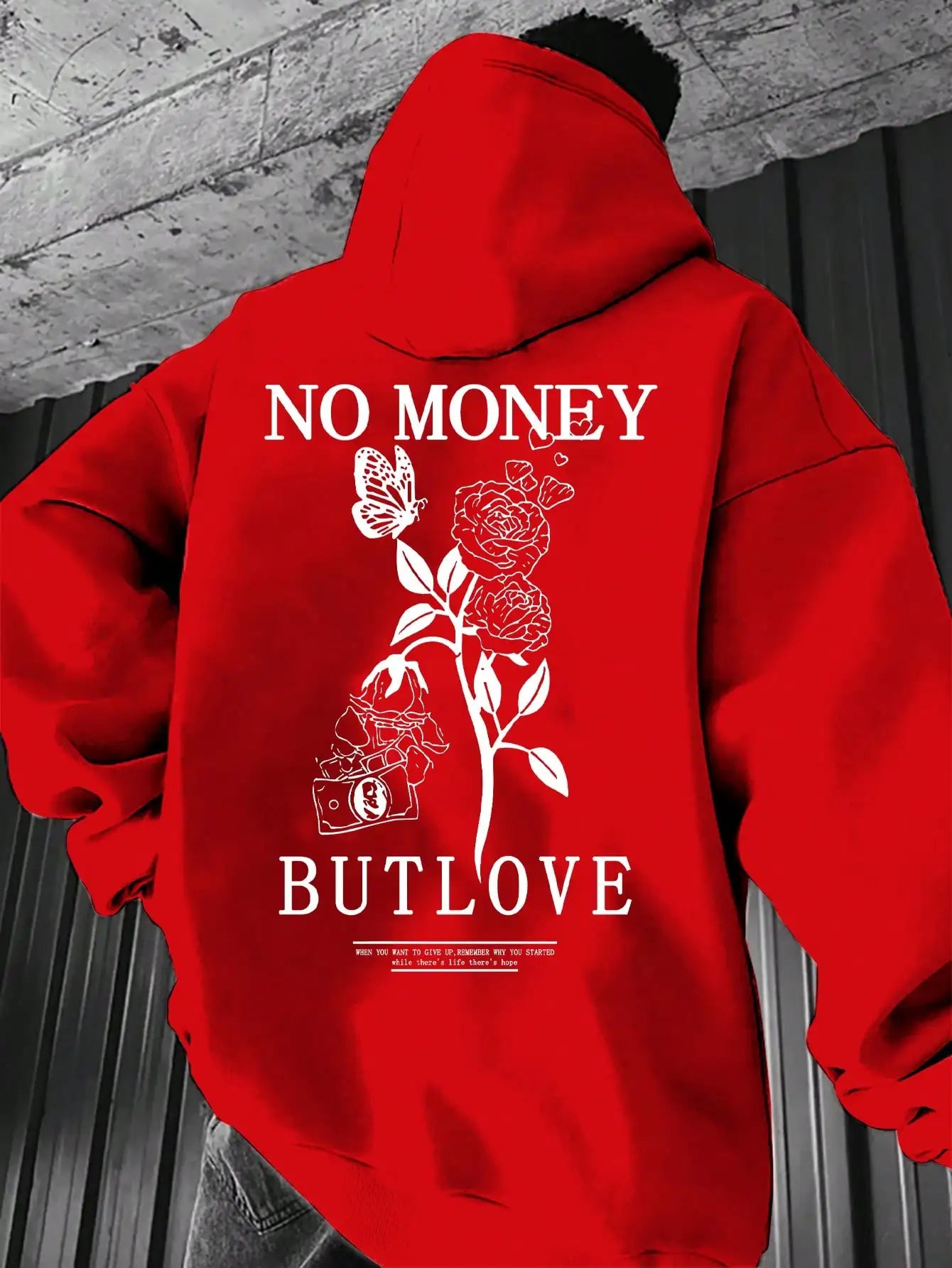 Hoodie Floral Pareja – Sudadera con Capucha Hombre Oversize, Estampado de Letras para Primavera y Otoño