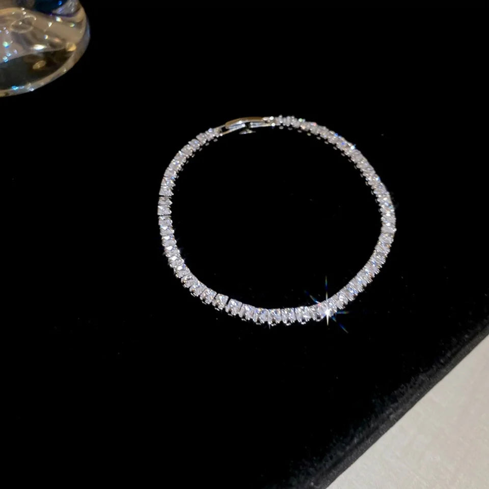 Luxury 4mm Round Silver Color on Hand Bracelet Bangle for Women Anniversary Gift Jewelry Bulk Sell Free Shipping Items S5650