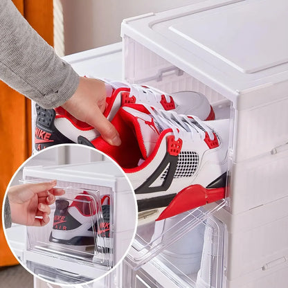 Organizador de Zapatos Plegable 3/6 Niveles – Caja Transparente Apilable y Antipolvo | Mueble Zapatero de Plástico
