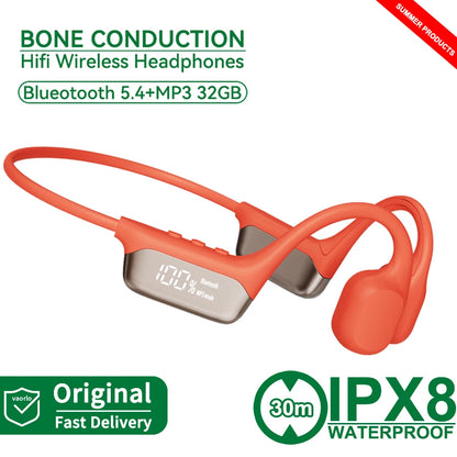 Auriculares de conducción ósea S10 Bluetooth 5.4 – Inalámbricos, impermeables IPX8, con MP3 y 32GB