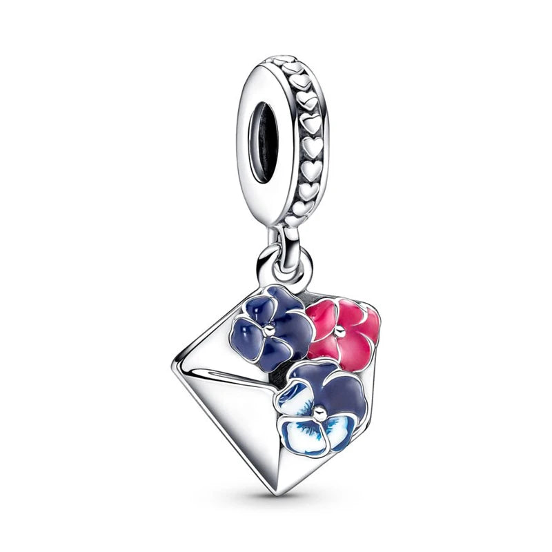 Charm Plata 925 Flores Rosadas | Cerezo y Margarita Brillante Compatible Pandora