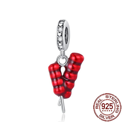 Charm Comida Divertida en Plata 925 – Café, Pastel, Frutas, Hamburguesa y Papas | Compatible Pandora 2025