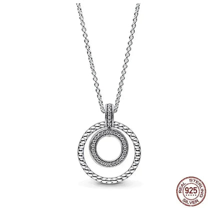 Collar colgante corazón redondo plata 925 – Dije clásico brillante compatible Pandora