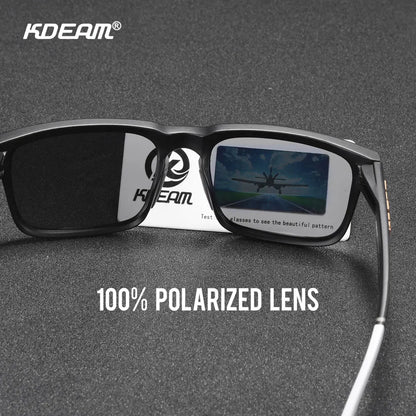 Gafas de Sol Polarizadas KDEAM Unisex | Diseño Cuadrado Casual con Estuche Rígido