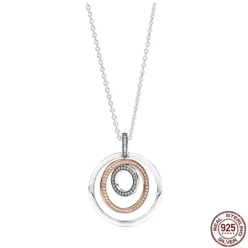 Collar colgante corazón redondo plata 925 – Dije clásico brillante compatible Pandora