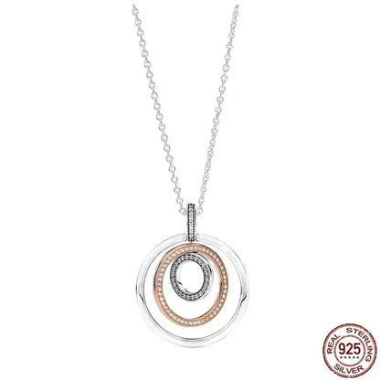 Collar colgante corazón redondo plata 925 – Dije clásico brillante compatible Pandora