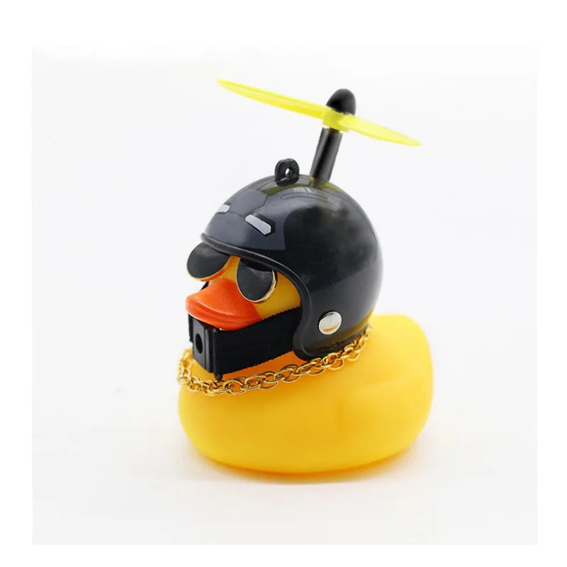 Pato Amarillo Decorativo con Casco, Gafas y Hélice | Adorno Divertido para Coche, Moto o Bicicleta