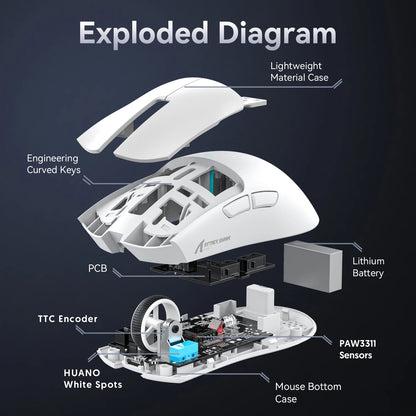 Attack Shark X11 Gaming Mouse – Tri-Mode (Bluetooth/2.4G/USB) con RGB, Dock de Carga Magnético y Sensor PAW3311