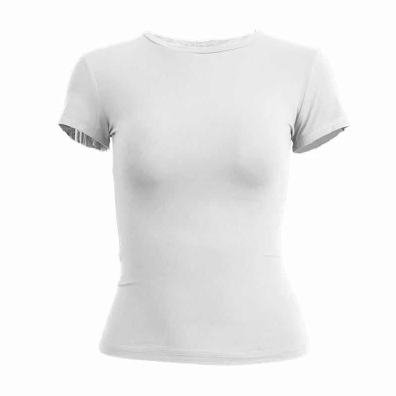 Camiseta Mujer Slim Fit 2024 | T-shirt Tejida de Manga Corta O-Neck Estilo Y2K Casual y Deportiva