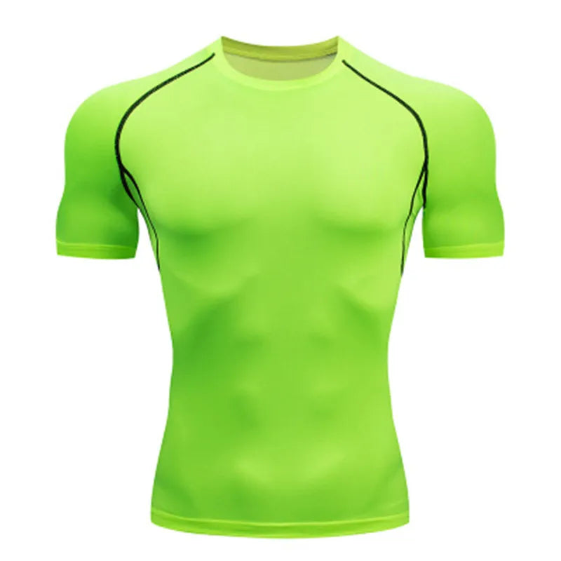 Camiseta Compresiva Hombre – Gym, Fitness, Running y Entrenamiento Outdoor, Manga Corta, Transpirable, Ajuste Elástico, Estilo Bat/Man