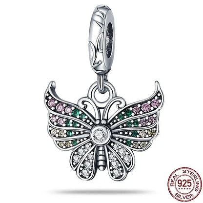 Charm camaleón y luciérnaga en plata 925 – Dije animal brillante, compatible Pandora, pulsera y collar mujer