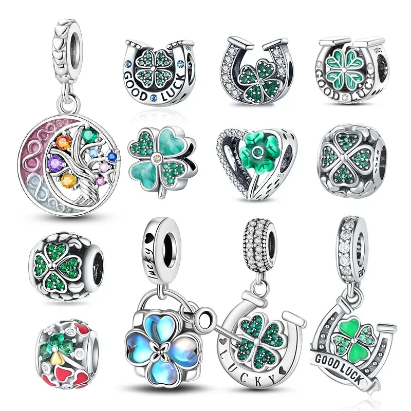 Charm Trébol de Cuatro Hojas en Plata 925 – Abalorios Suerte para Pulseras Originales Mujer