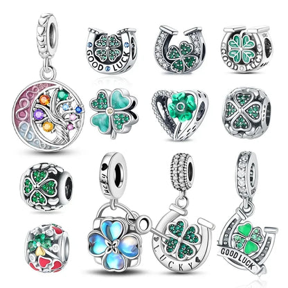 Charm Trébol de Cuatro Hojas en Plata 925 – Abalorios Suerte para Pulseras Originales Mujer