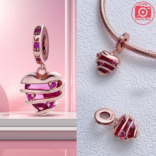 Charm Colgante Pareja Plata 925 y Oro Rosa | Compatible Pandora Original | Pulsera o Collar Mujer