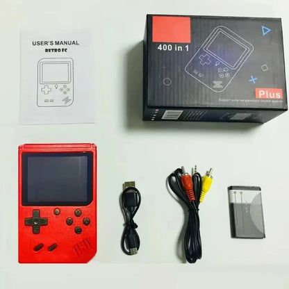 Consola Retro Portátil Infantil Roja | 400 Juegos Clásicos + Conexión TV y Batería Recargable