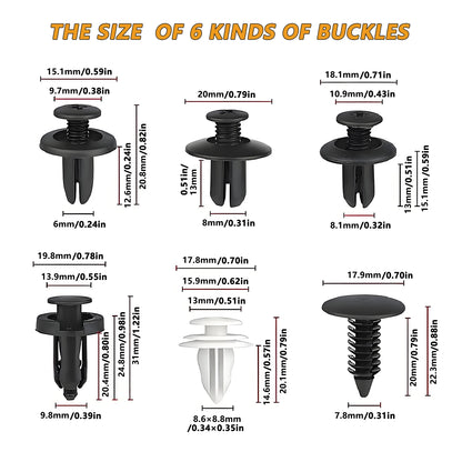 Kit 100 Clips Sujetadores Plásticos para Carro | Remaches Universales Puerta, Parachoques, Guardabarros + Herramienta