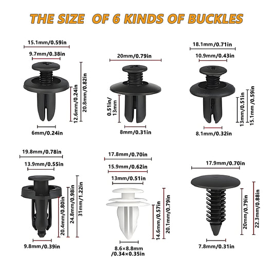 Kit 100 Clips Sujetadores Plásticos para Carro | Remaches Universales Puerta, Parachoques, Guardabarros + Herramienta