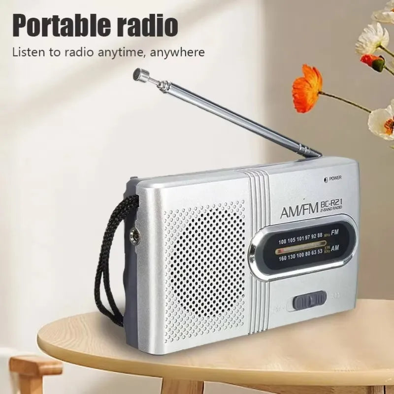 Mini radio portátil AM/FM BC-R21/961/962 – Batería AA, mejor recepción y sonido duradero