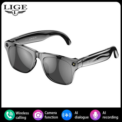 LIGE Gafas inteligentes con cámara AI – Lentes HD para fotos, video, traducción en tiempo real, reconocimiento de objetos, llamadas y música Bluetooth