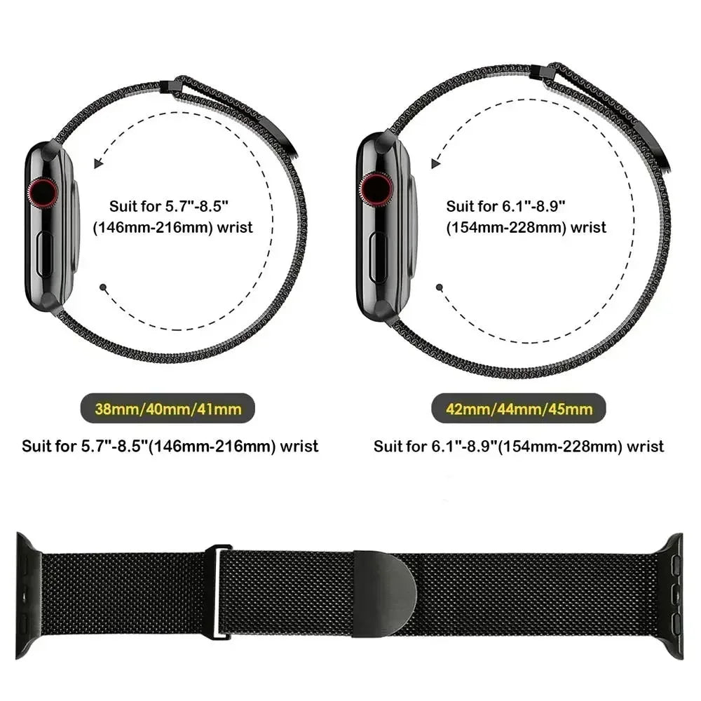 Correa Milanese para Apple Watch Ultra/SE/Series 9/8/7/6/5/3 – Pulsera Magnética de Acero Inoxidable 49mm 45mm 44mm 41mm 40mm 38mm