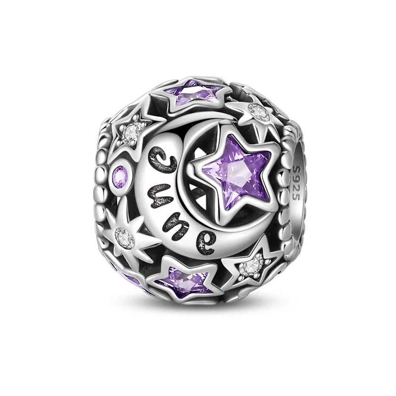 Charm de Plata 925 con Piedra de Nacimiento – Bead Brillante para Pulsera, Regalo de Cumpleaños Mujer