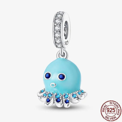 Charm camaleón y luciérnaga que brilla en la oscuridad – Plata 925 para pulsera tipo Pandora, joyería DIY única