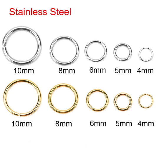 100pcs Anillas Abiertas de Acero Inoxidable PVD – Conectores para Collares y Pulseras, Accesorios de Joyería