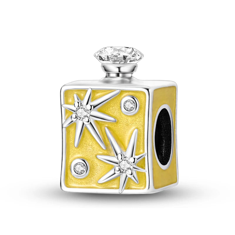 S925 Silver Color Butterfly Daisy Rose Crown Perfume Charms Beads Fit Pan Original Bracelets DIY Fine Jewelry Making Gifts