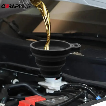Embudo Plegable de Silicona Universal para Auto | Cambio de Aceite, Gasolina y Líquidos