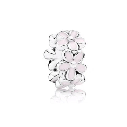Charm Plata 925 Flores Rosadas | Cerezo y Margarita Brillante Compatible Pandora