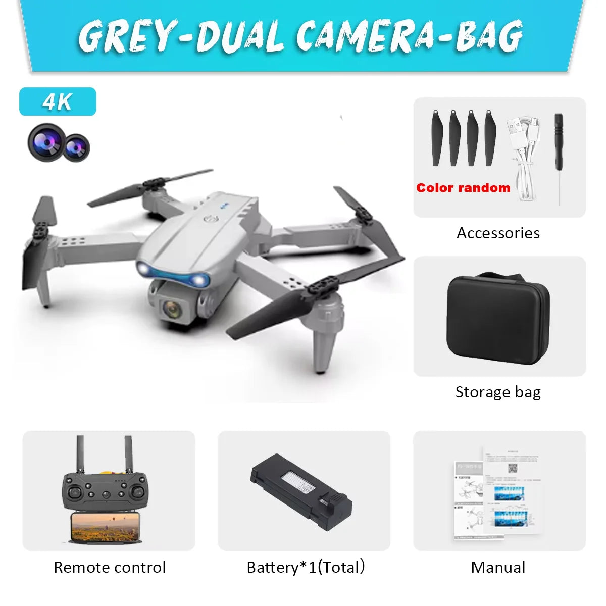 KBDFA E99Pro Drone Profesional 8K HD – Dron Plegable con Cámara Dual, FPV WiFi, Control Remoto y Fotografía Aérea
