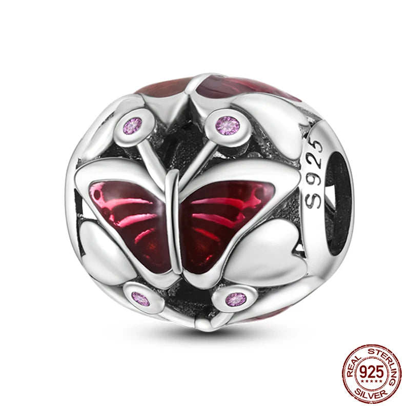 100% 925 Sterling Silver Creative Blue Luminous Firefly Charms Pendants Fit Qikaola 925 Original Bracelets DIY Birthday Jewelry