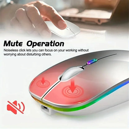 Mouse Inalámbrico RGB Recargable Bluetooth 3600DPI | Ergonómico Gaming con Retroiluminación LED