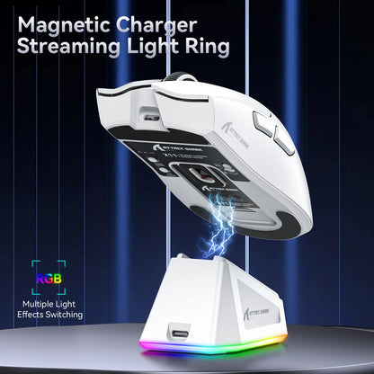 Attack Shark X11 Gaming Mouse – Tri-Mode (Bluetooth/2.4G/USB) con RGB, Dock de Carga Magnético y Sensor PAW3311